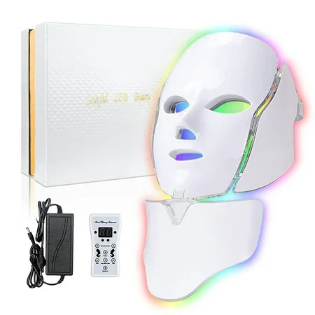 Blue Red Light Therapy Mask for Face 7 Colors LED Face Mask Light Therapy Led Face Mask Light Therapy At Home | Walmart (US)