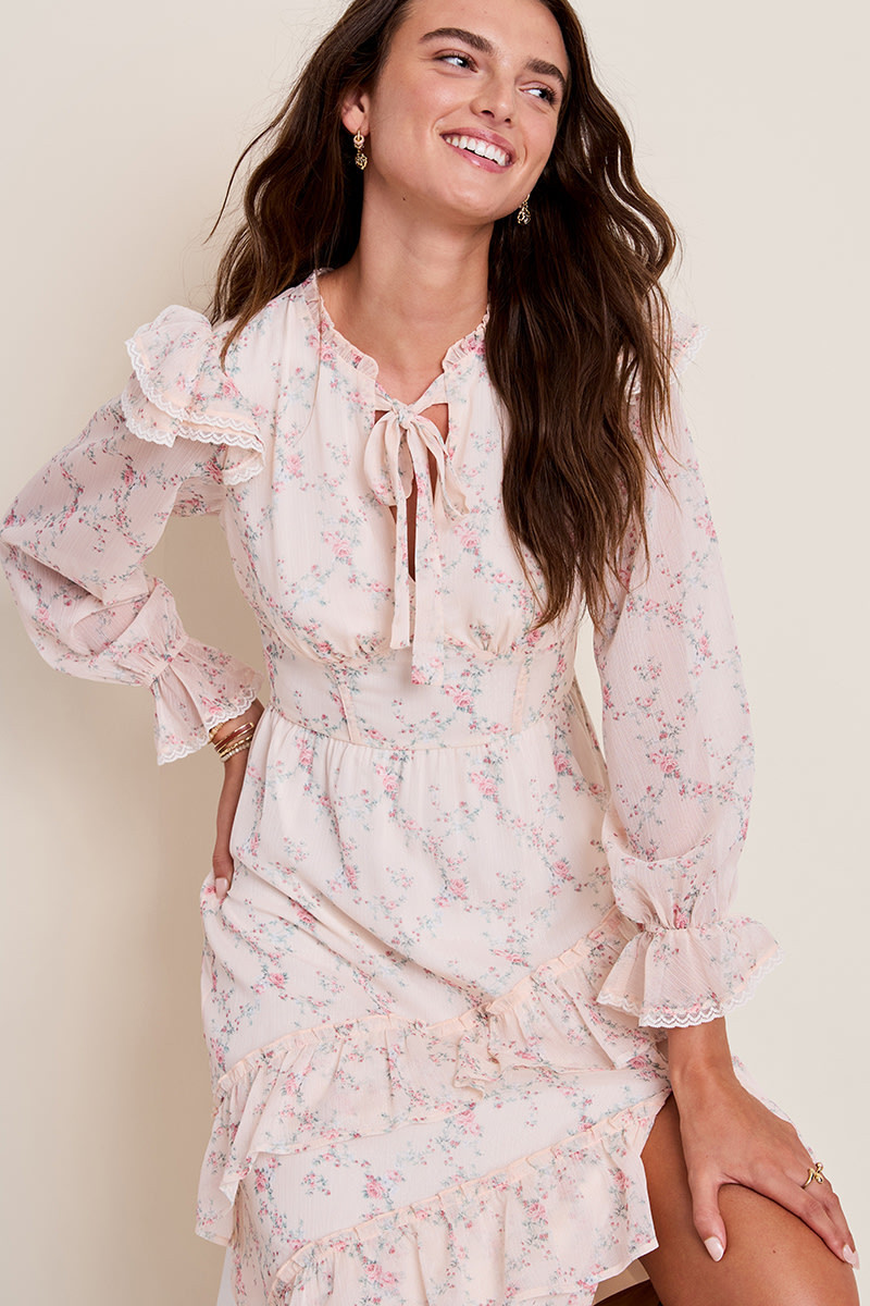 Maddie Ruffle Floral Maxi Dress | Francesca's