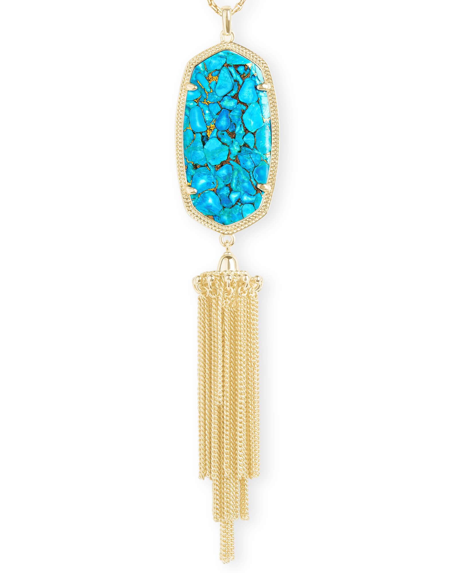 Rayne Long Pendant Necklace in Bronze Veined Turquoise Magnesite | Kendra Scott