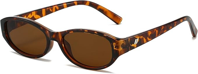 Retro Oval Sunglasses for Women Trendy Cute Womens Small Oval Sunglasses 90s Narrow Cat Eye Shade... | Amazon (US)