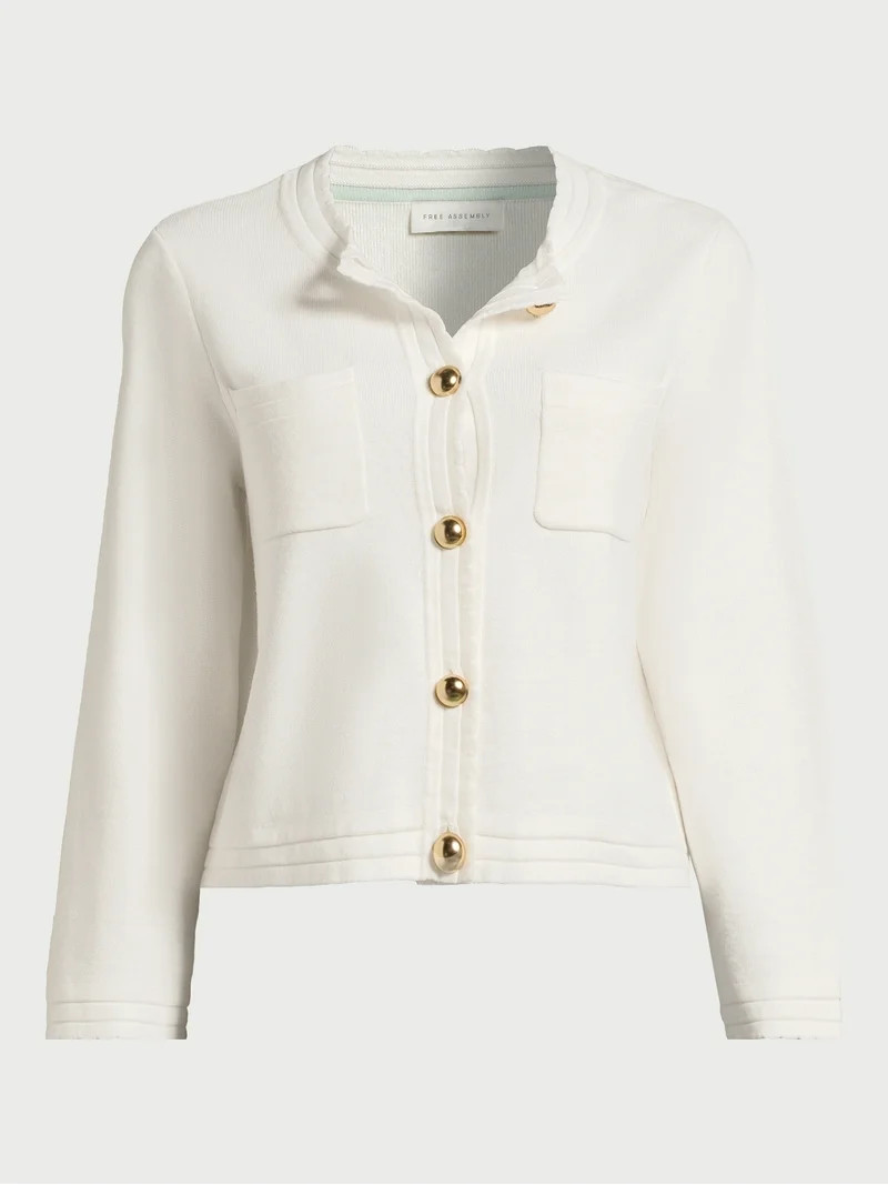 Free Assembly Women’s Long Sleeve Cardigan Sweater with Chest Pockets, Midweight, Sizes XS-XXL | Walmart (US)