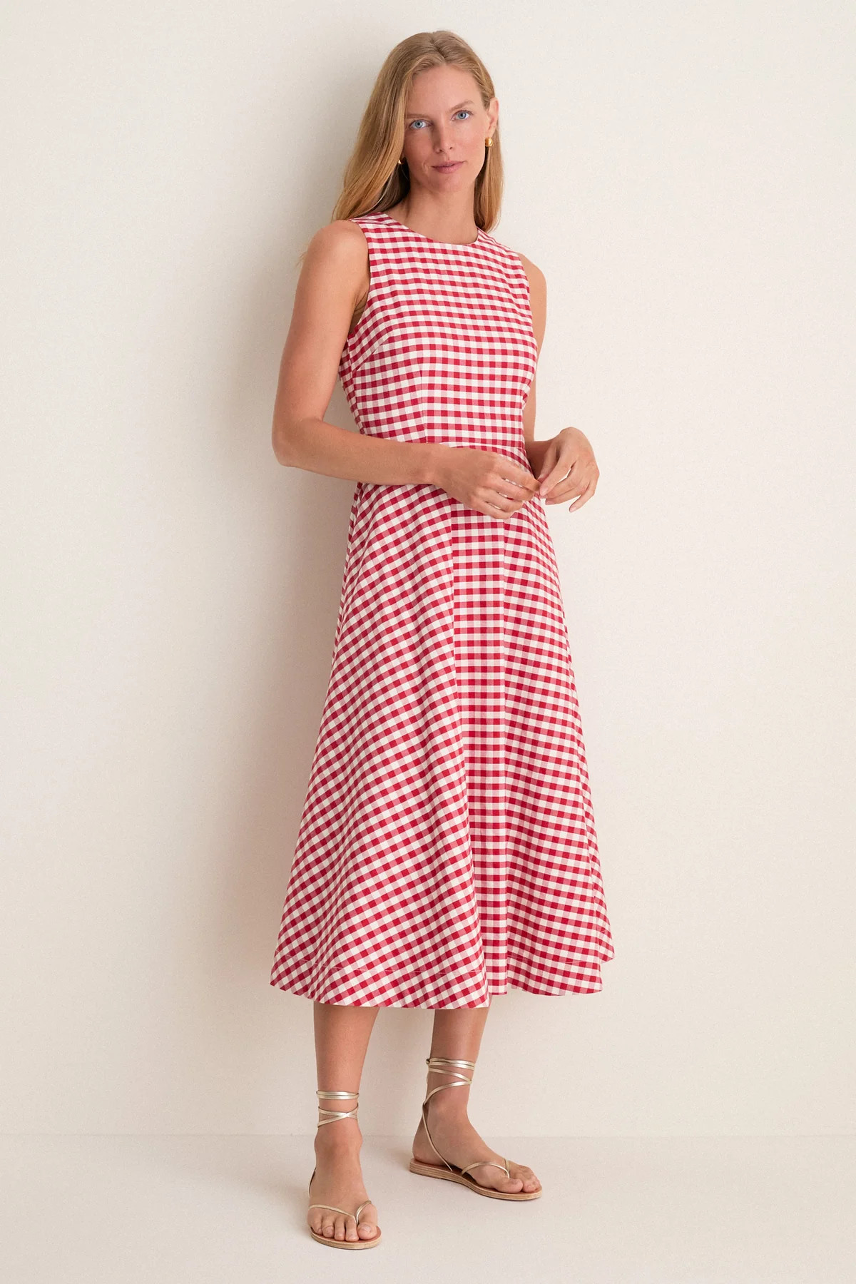 Apple Red Gingham Stella Midi Dress | Tuckernuck (US)
