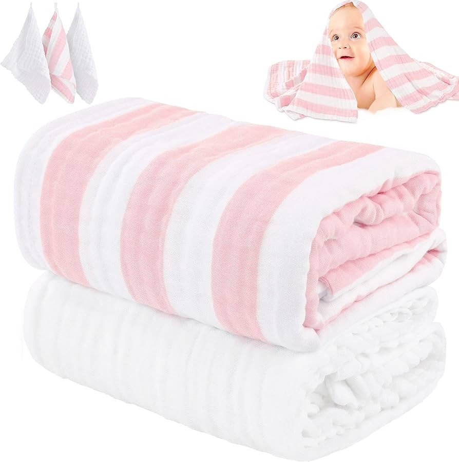 【Anti-Tear Sewing】We update our muslin baby towels has Anti-Tear sewing which can make it mac... | Amazon (US)