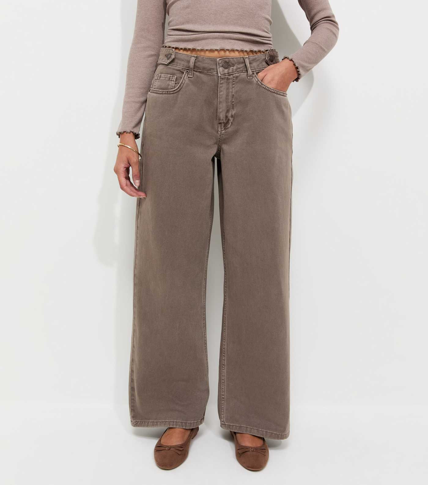 Brown Distressed Wash Wide Leg Jeans | New Look | New Look (UK)