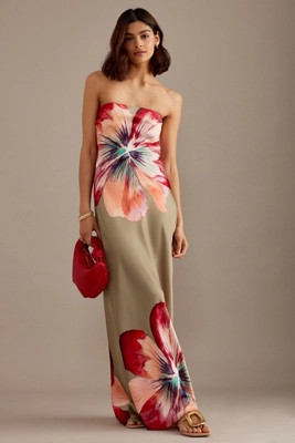 The Fleur Strapless Satin Maxi Slip Dress | Anthropologie (UK)