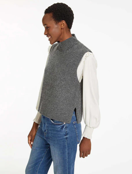 Janie Sleeveless Funnel Neck Jumper - Mid Grey | Cefinn