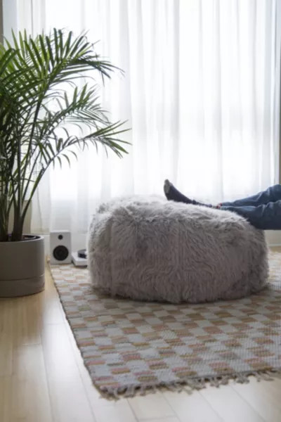 Aspyn Faux Fur Shag Ottoman | Urban Outfitters (US and RoW)