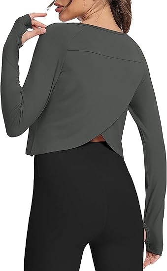 Bestisun Long Sleeve Athletic Workout Shirts Sports Yoga Gym Crop Tops for Women | Amazon (US)
