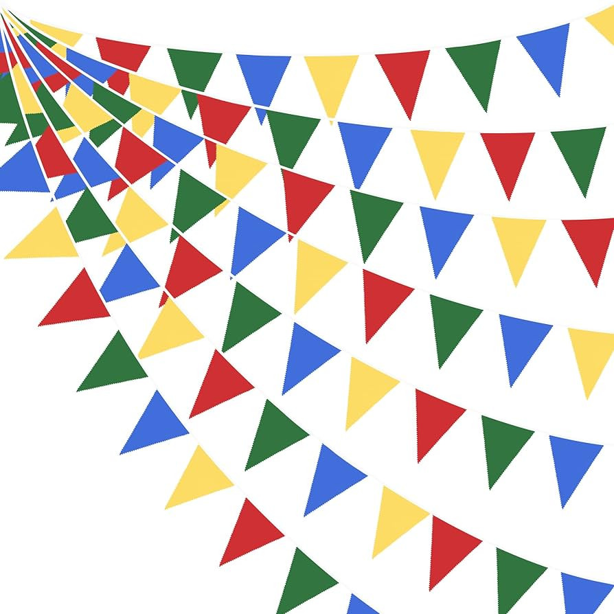 32Ft Super Mario Party Decorations Red Blue Yellow Green Carnival Circus Clown Triangle Flag Penn... | Amazon (US)