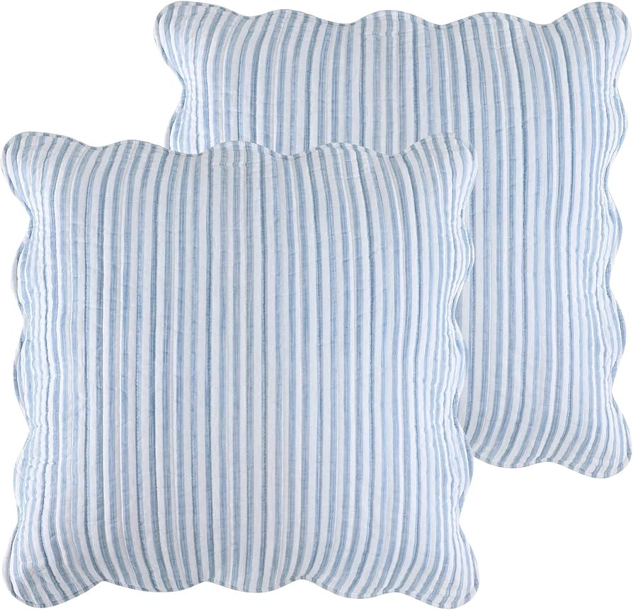 Levtex Home - Martha Stripe - Euro Sham Set of 2 - Stripe - Blue and White - (26x26in.), No Inser... | Amazon (US)
