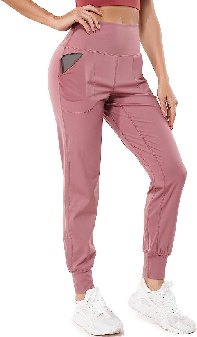 LEINIDINA Women’s Jogger Pants High Waisted Sweatpants with Pockets Tapered Casual Lounge Pants... | Amazon (US)