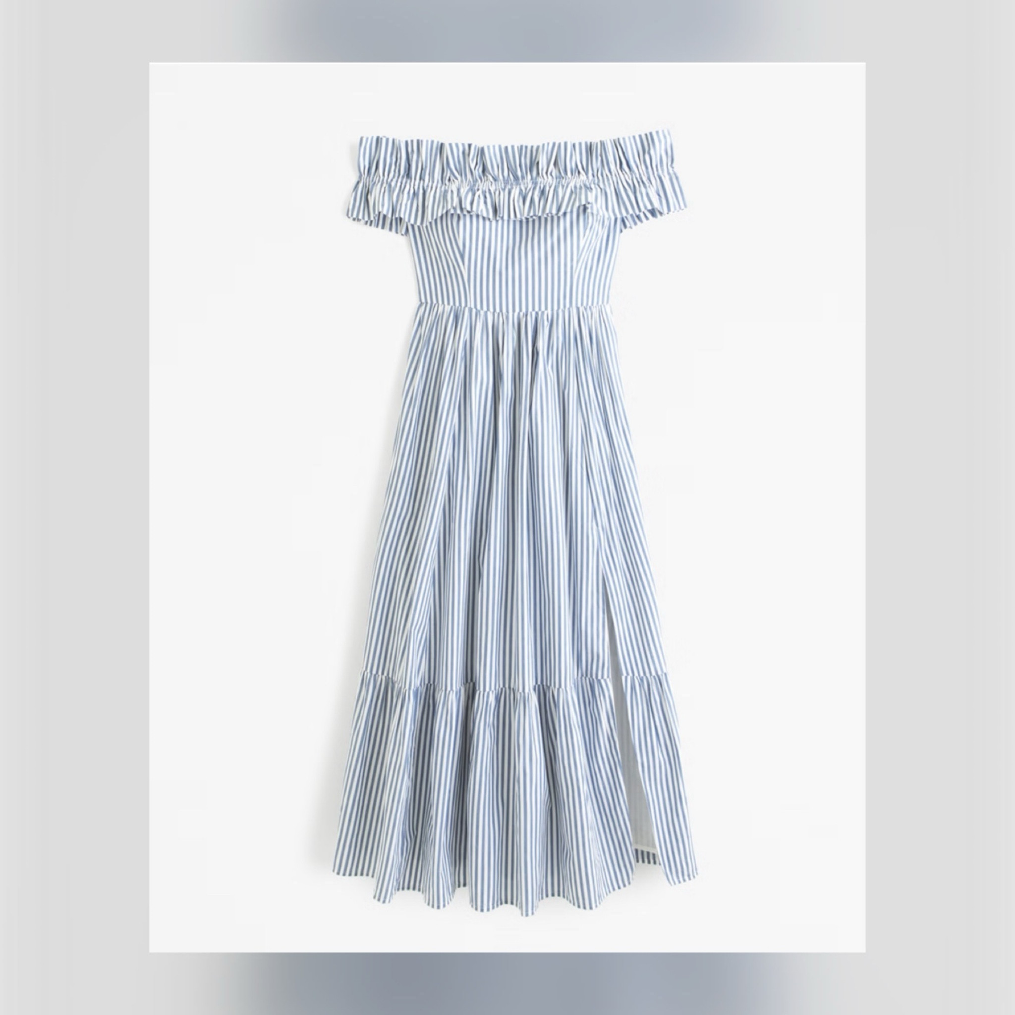 Off the shoulder smocked midi dress, maxi dress, blue & white dress, grandmillennial dress 

#LTKMidsize #LTKOver40 #LTKSeasonal