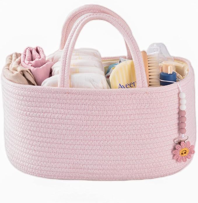 Baby Diaper Caddy Organizer for Girl Boy Rope Nursery Storage Bin Basket Portable Holder Tote Bag... | Amazon (US)