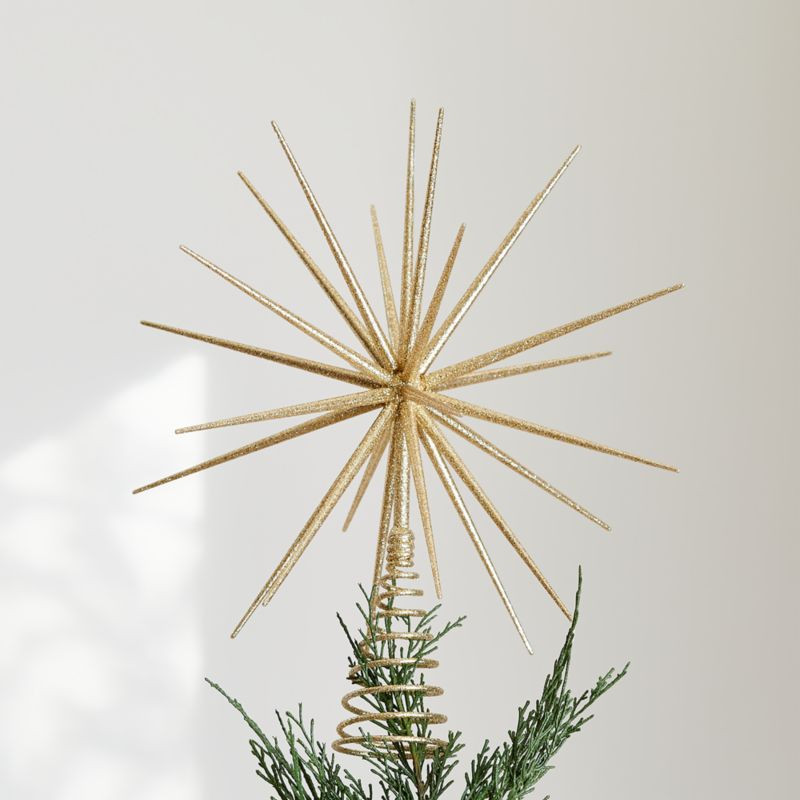 Glitter Gold 3D Star Christmas Tree Topper + Reviews | Crate & Barrel | Crate & Barrel