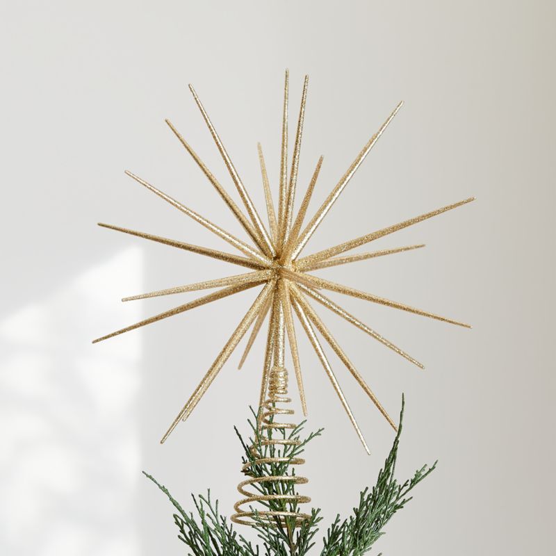 Glitter Gold 3D Star Christmas Tree Topper + Reviews | Crate and Barrel | Crate & Barrel