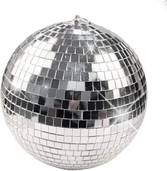 Amazon.com: Boshen 10" Disco Mirror Ball with Hanging Ring Silver Party Disco Ball Light for Part... | Amazon (US)
