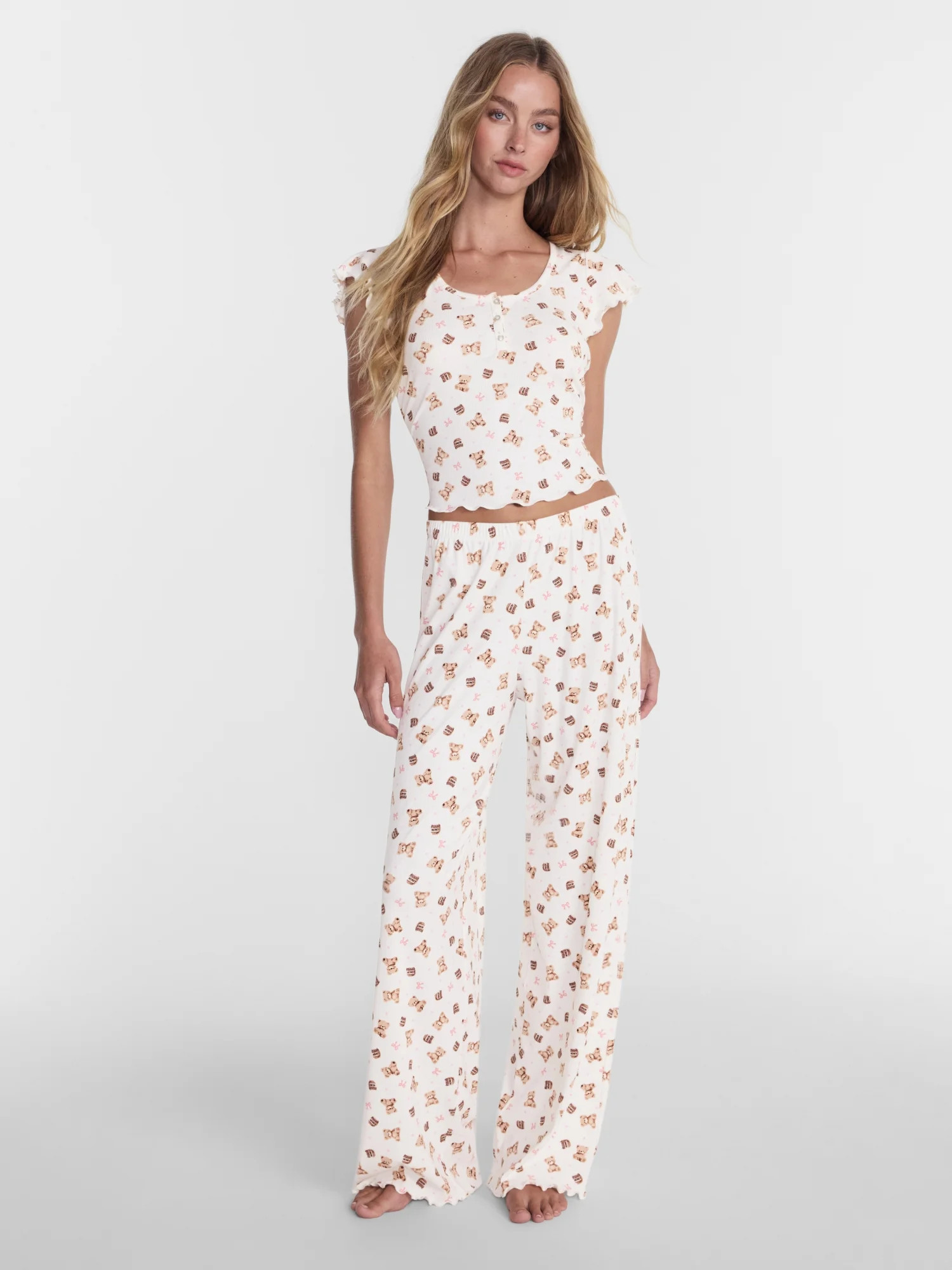 No Boundaries Henley Top and Pants Sleep Set, 2-Piece, Women's XS-XXL | Walmart (US)