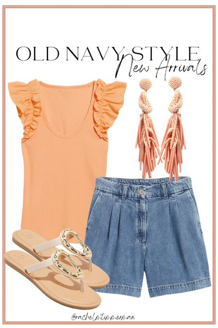 These ruffle sleeve tops are on sale for nine dollars and these denim shorts are on sale for $15. Love them paired with these cute Amazon earrings and target sandals. 

Old navy. LTK sale alert. LTK under 50. Denim shorts. Target style. 