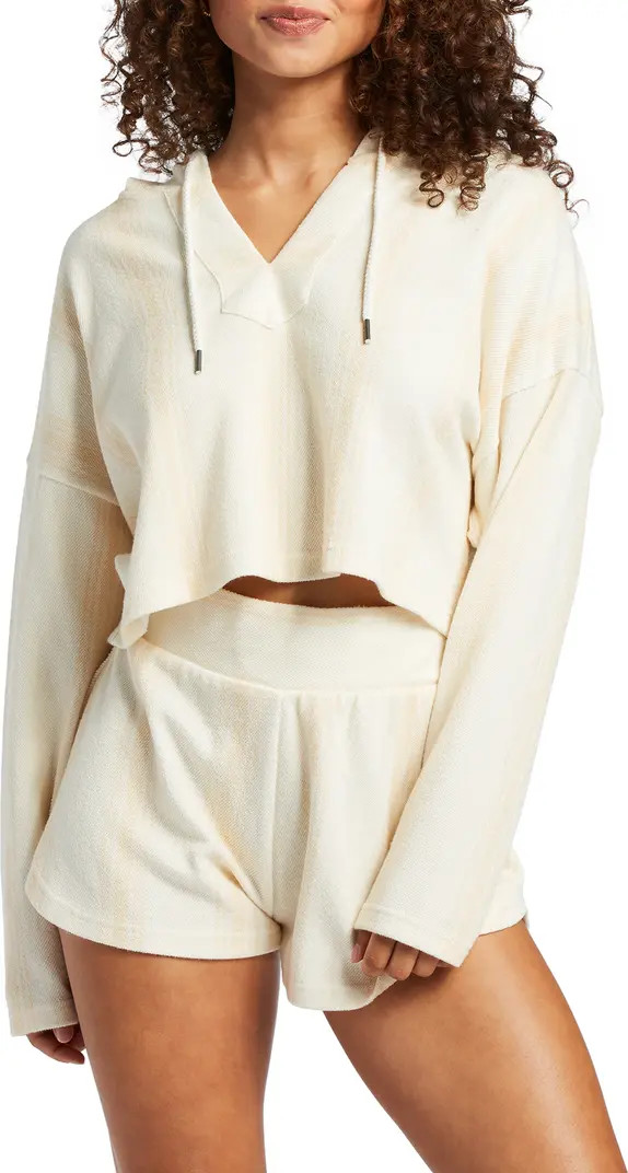Drop a Wave Cotton Blend Crop Hoodie | Nordstrom