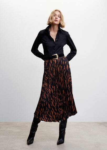 Abstract print pleated skirt brown - Woman - 3XL - MANGO | MANGO (UK)