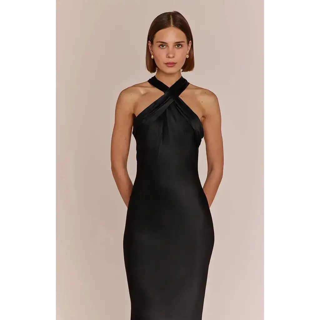 Rewritten Roma Halterneck Dress in Black at Nordstrom, Size 14 | Nordstrom