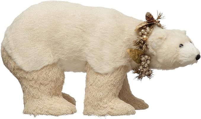Faux Fur Polar Bear with Wreath and Glitter, Black and White | Amazon (US)