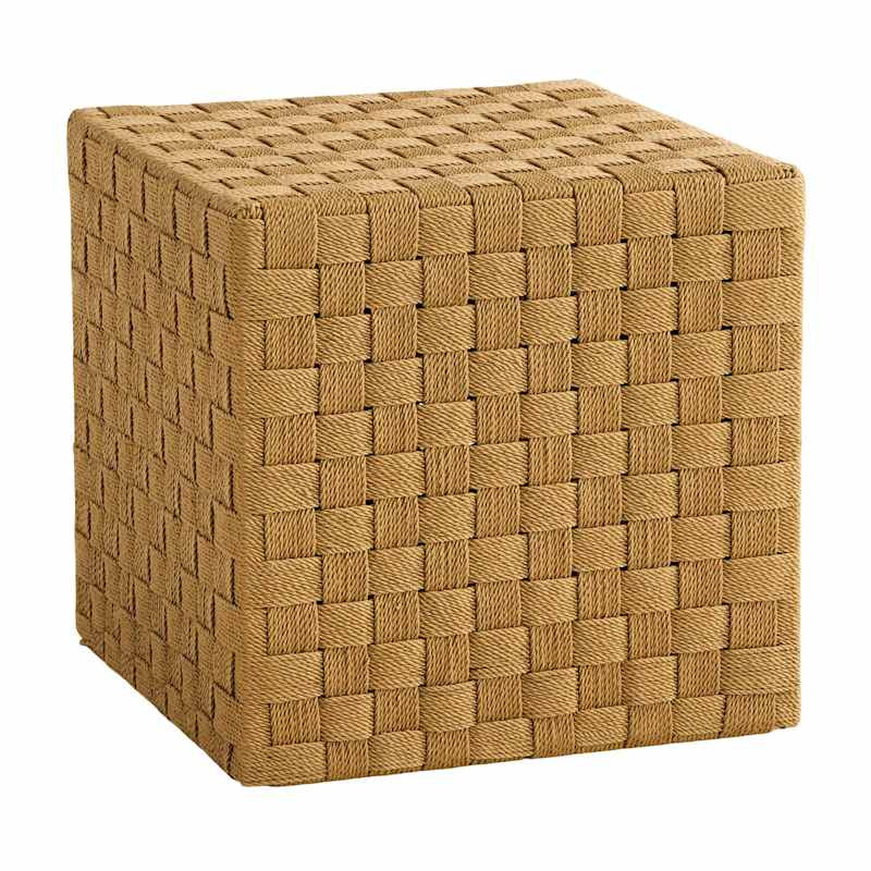 Checkered Woven Ottoman, Natural Wicker | At Home