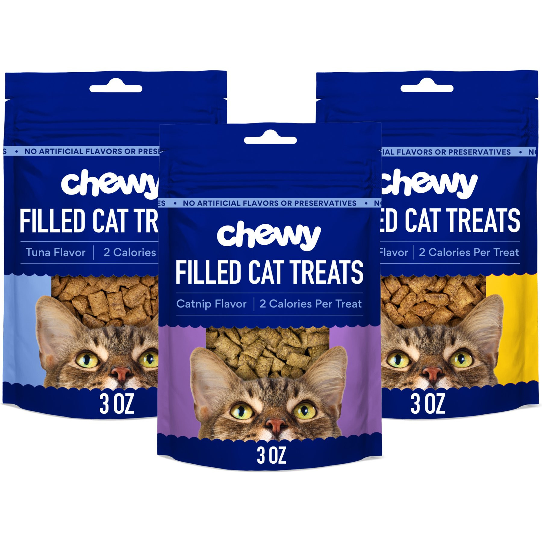 Variety Pack - Chewy Made Filled Crunchy Cat Treats, Catnip Flavor, Chicken Flavor, & Tuna Flavor (FORMERLY TINY TIGER) | Chewy
