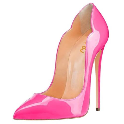 FSJ Women Classic Pointed Toe High Heels Sexy Stiletto Pumps Office Lady Party Dress Shoes Size 9.5 Hot Pink | Amazon (US)