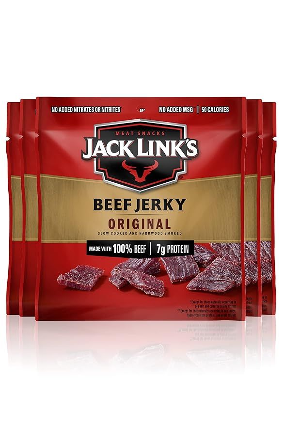 Jack Link's Beef Jerky, 5 Count Multipack Bags – Flavorful Meat Snack for Lunches, Ready to Eat... | Amazon (US)