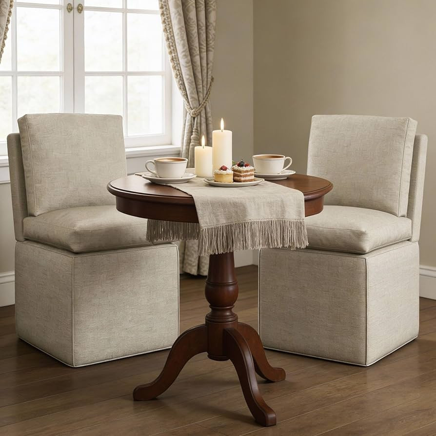 BLANKSPACE Modern Chairs with Storage for Dining Room, Linen Upholstered Chairs with Casters, Arm... | Amazon (US)