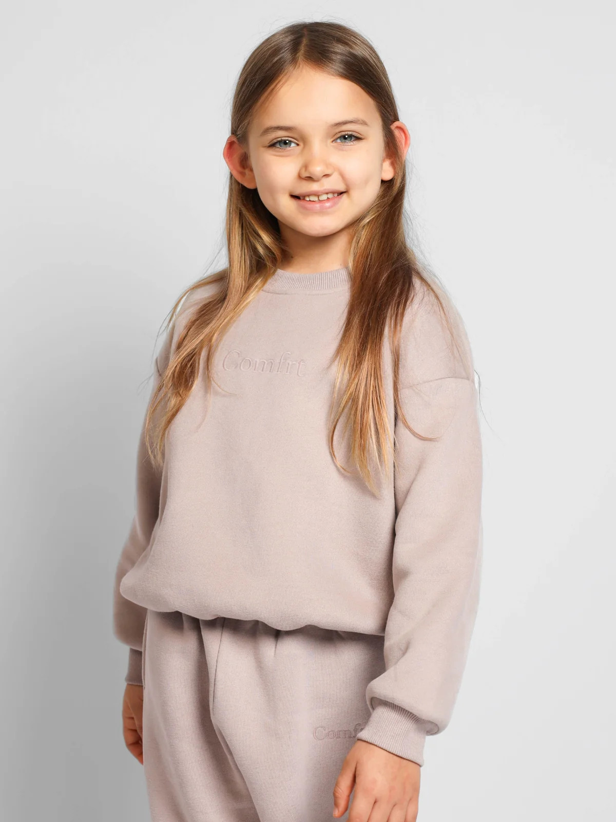 Comfrt Signature Kids Crew Sweatshirt | Bark | Dusty Brown | Oversized | XS | Comfrt
