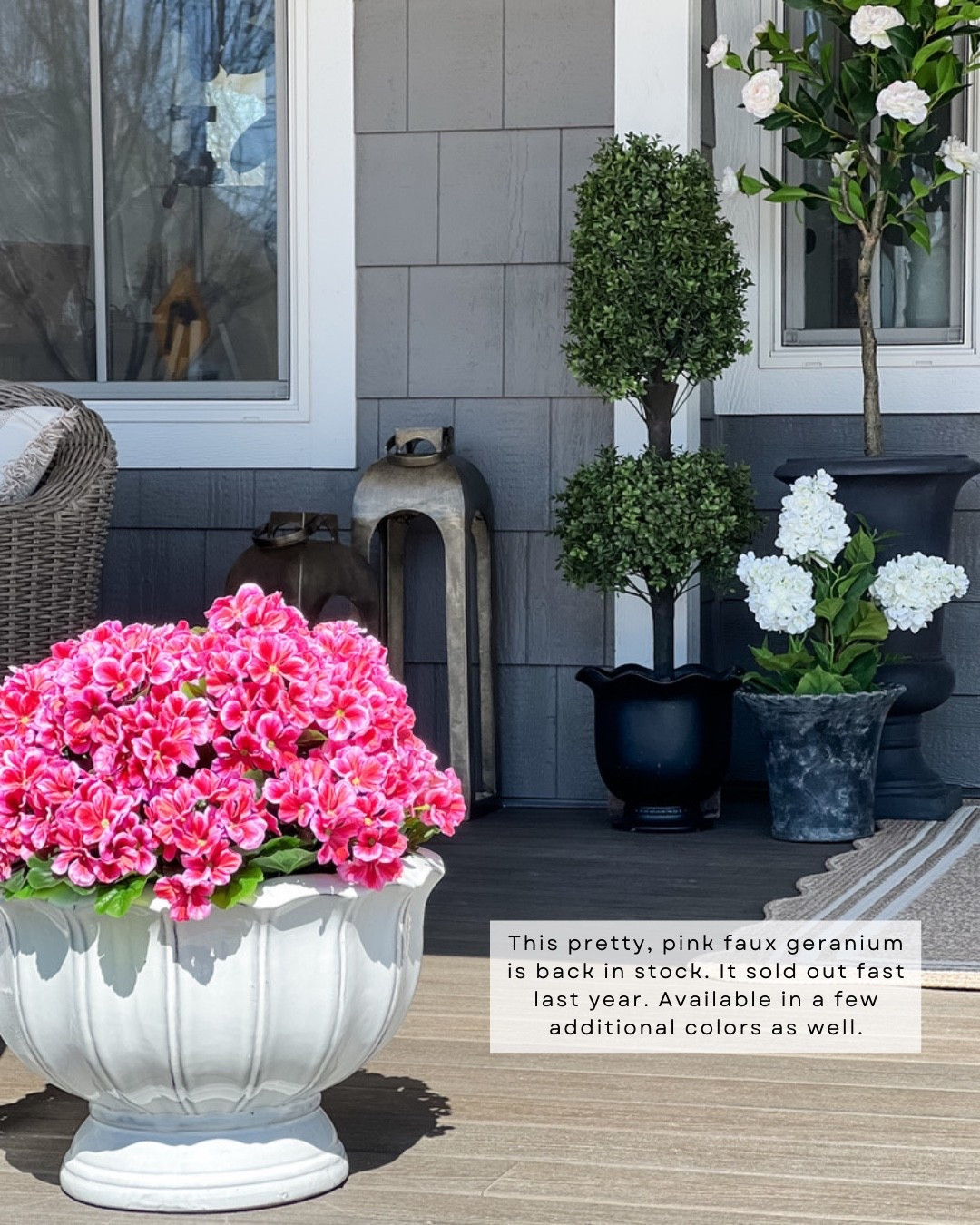  This pink geranium is def a favorite faux floral. Comes in additional colors!  No maintenance and all of the spring time charm!

Seasonal, home decor, spring, florals, botanicals, faux, planters, rugs, lanterns, trees, patio, porch, outdoors. 

#LTKHome #LTKSaleAlert #LTKSeasonal