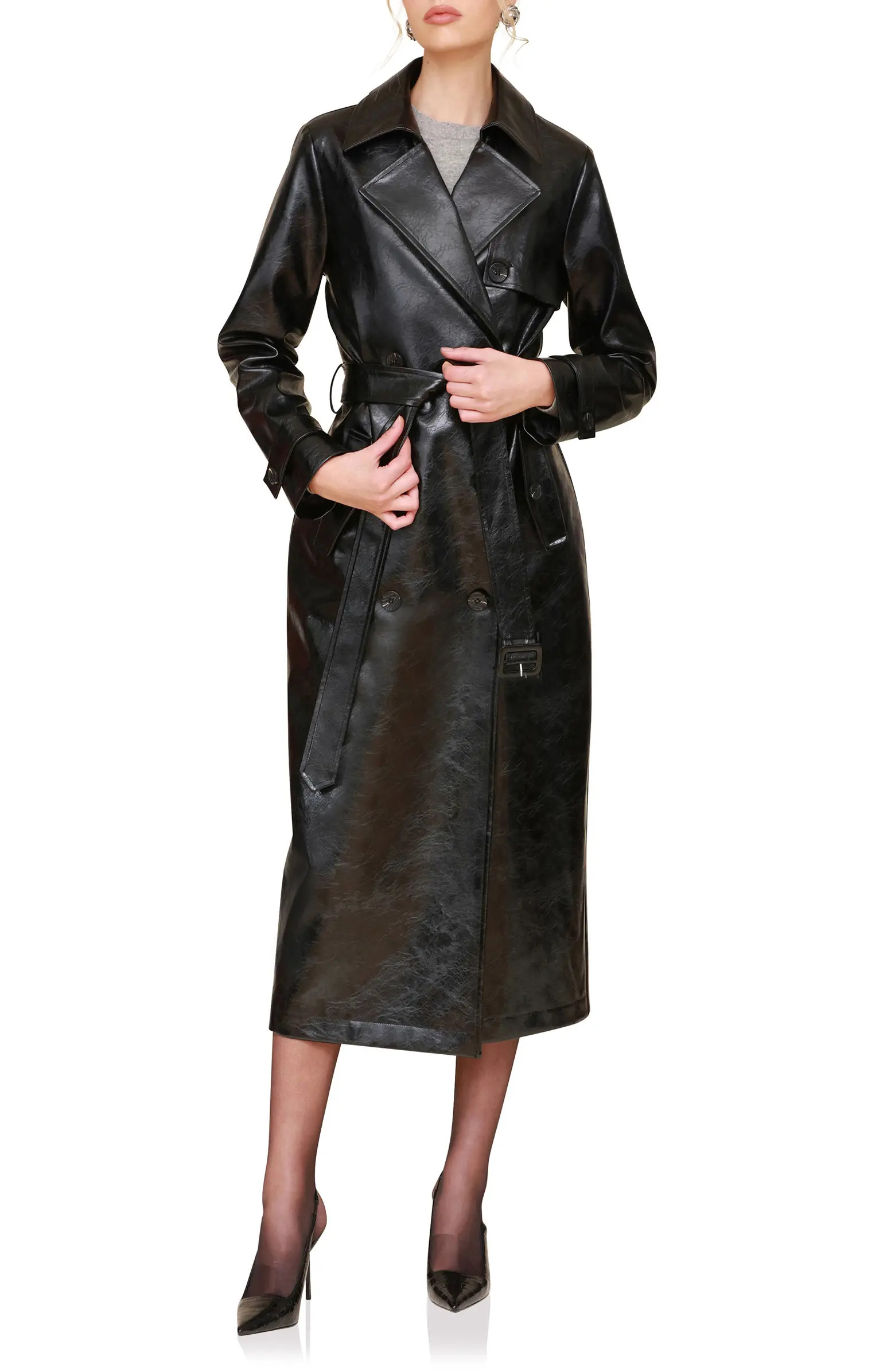 Faux Leather Trench Coat | Nordstrom