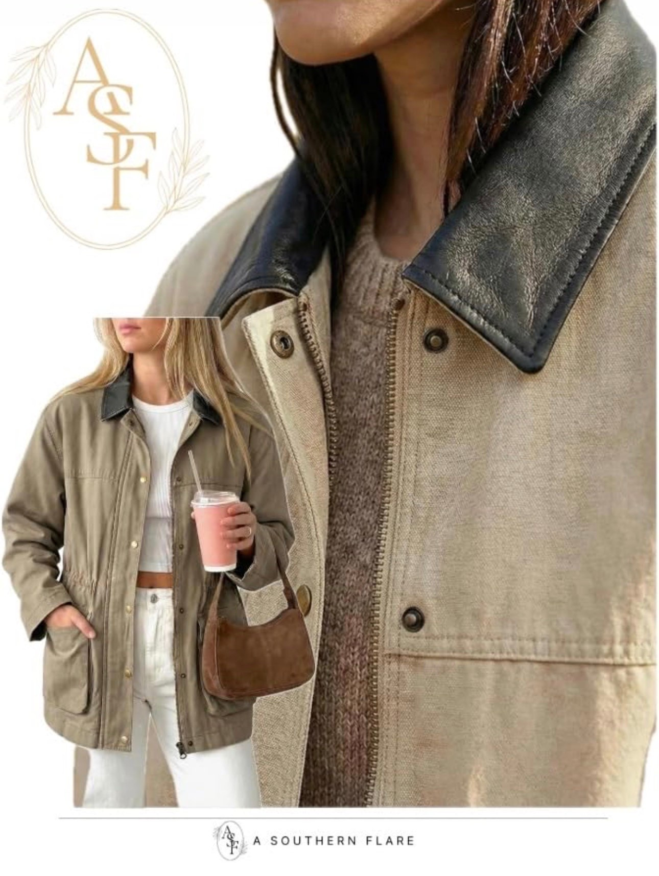 Layer up in style this fall with this corduroy collar jacket. Perfect for any casual look! #FallFashion #LayeringPieces
