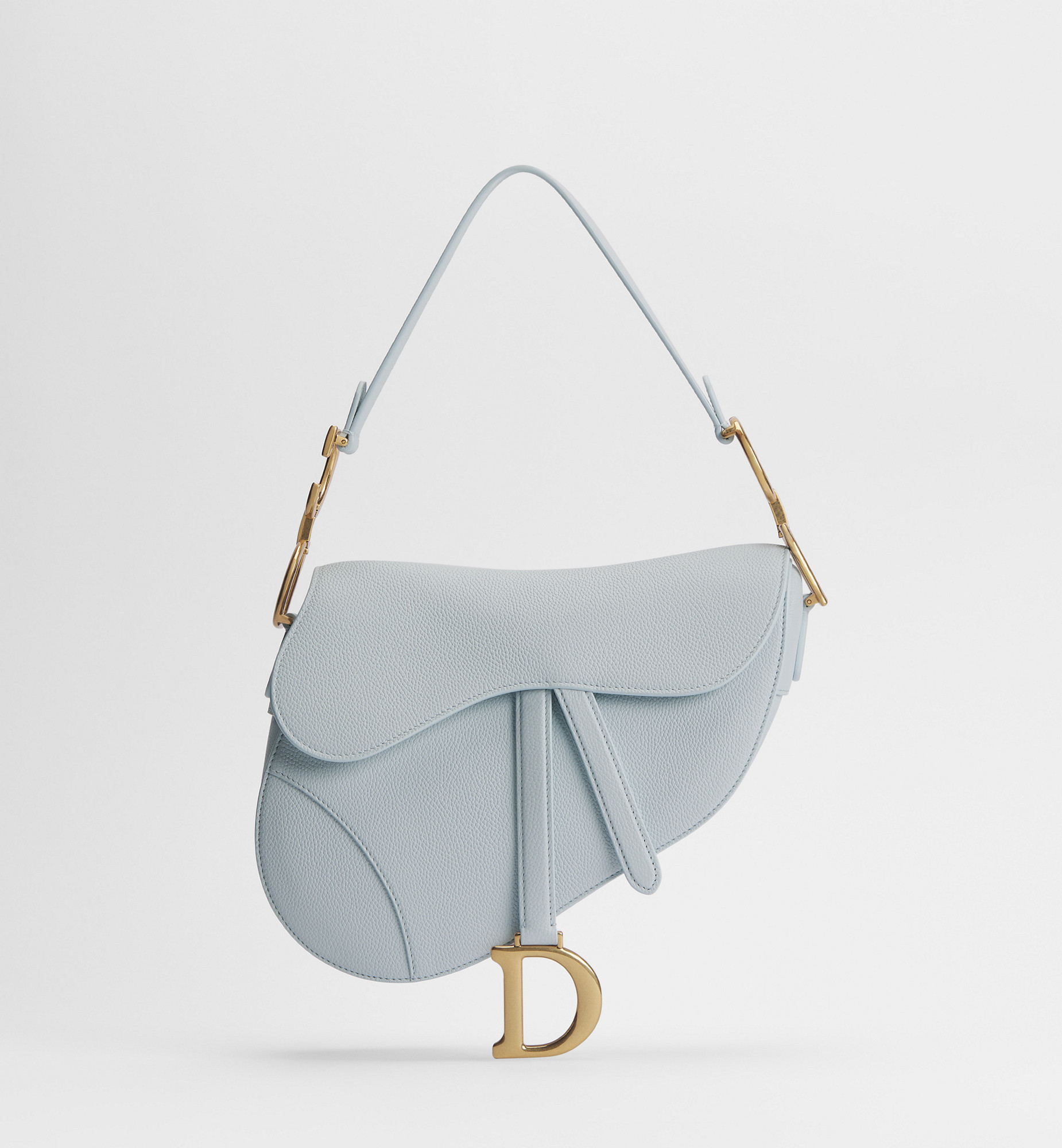 Saddle Bag with Strap Ice Blue Grained Calfskin | DIOR | Christian Dior Parfums UK