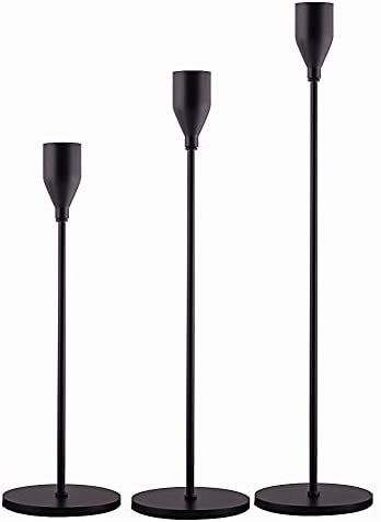 SUJUN Matte Black Candle Holders Set of 3 for Taper Candles, Decorative Candlestick Holder for Weddi | Amazon (US)