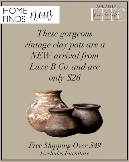 These gorgeous India Vintage Clay Pots are so incredibly beautiful and are a new home find from @luxebco. Get Free Shipping on orders $50+. Excludes Furniture. 

Use code LUXEBSAVE10 for 10% off. 

Vintage Finds. Vintage Decor. One of a Kind Decor. Home Decor  

#LTKSaleAlert #LTKFindsUnder50 #LTKHome