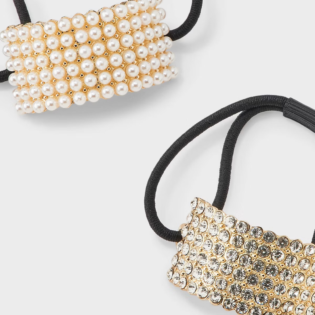 Metal Rhinestone Cuff Hair Ponytail Elastic Set 2pc - A New Day™ | Target