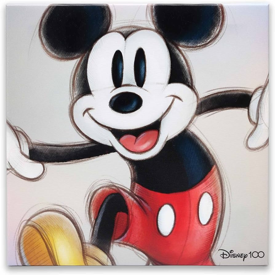 Open Road Brands Disney 100th Anniversary Mickey Mouse Sketch Gallery Wrapped Canvas Wall Decor -... | Amazon (US)