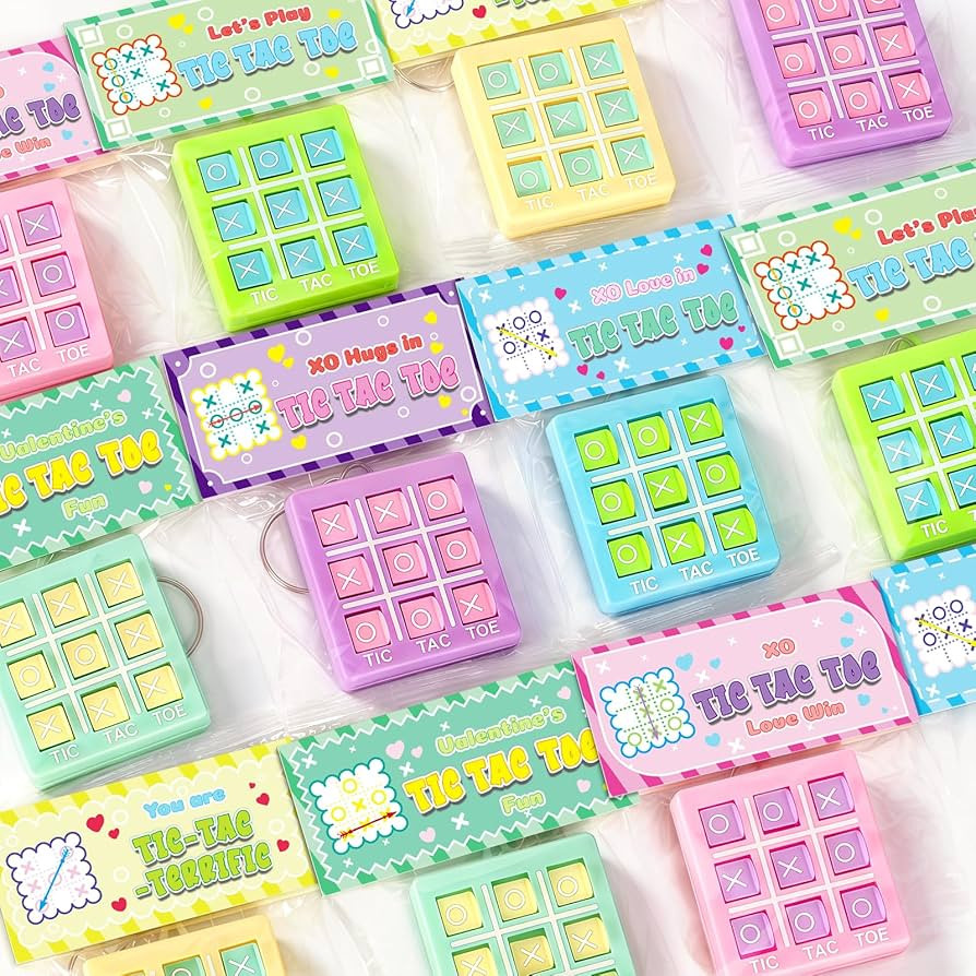 Valentines Day Cards for Kids School, 24 Packs Valentines Day Gifts with Tic Tac Toe Keychains, I... | Amazon (US)