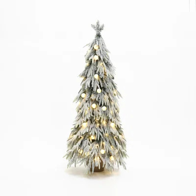 4.5Ft Pre-Lit Snow Flocked Slender Fir Artificial Christmas Tree | Wayfair North America