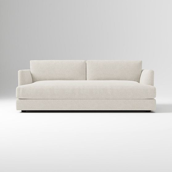 Haven Queen Sleeper Sofa Bench, Melange Weave Stone White, Concealed Support | West Elm (US)