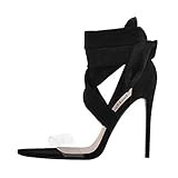 MissHeel Women's Novelty Pointed Toe Anti-Skid Back Strap Bow Stiletto High Heels Party Sandals Blac | Amazon (US)