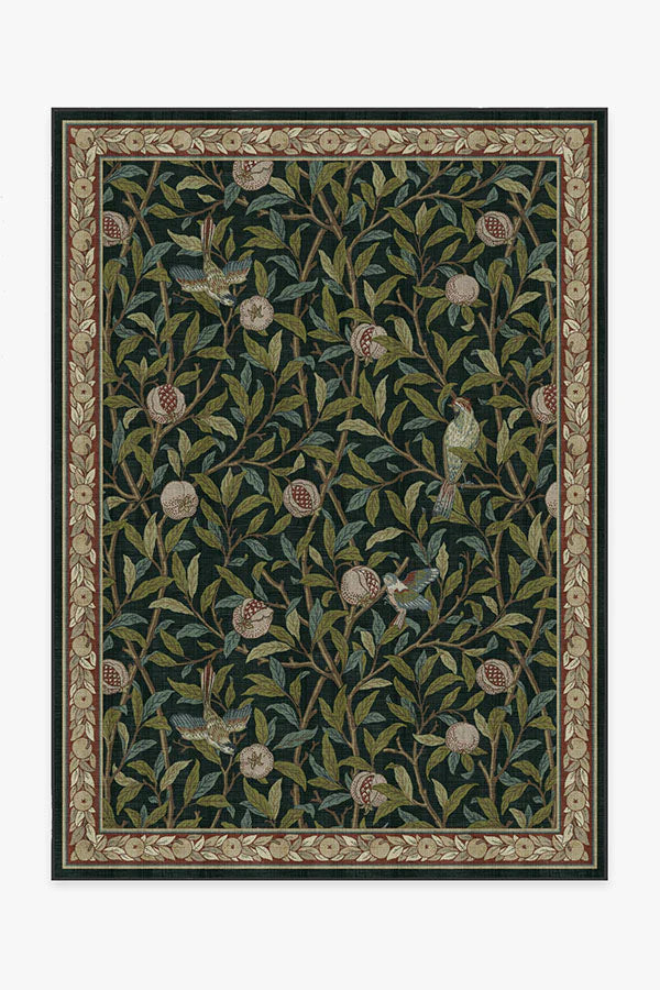 Morris & Co. Bird & Pomegranate Teal Green Tufted Rug | Ruggable | Ruggable