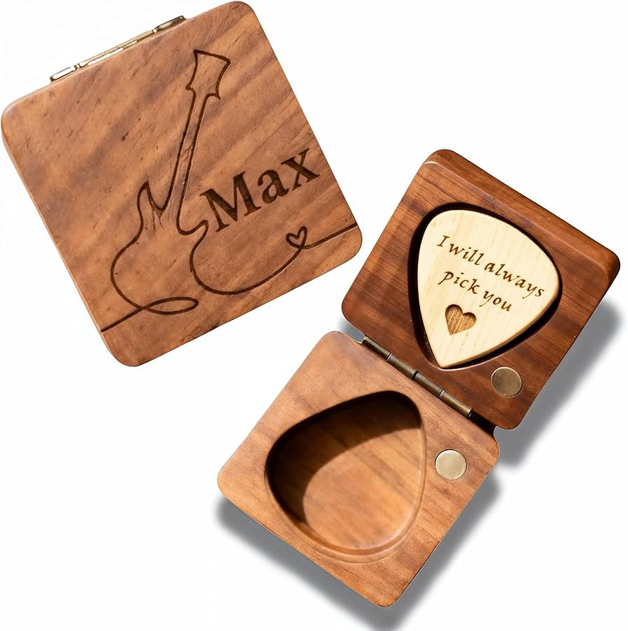 Custom Guitar Pick, Wooden Guitar Pick Case, Personalized Guitar Pick Holder, Guitar Picks Case f... | Amazon (US)