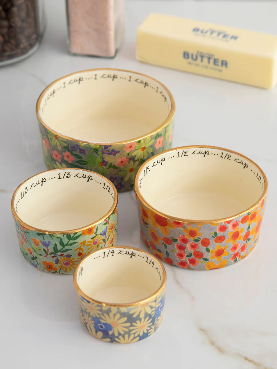 Ceramic Nesting Measuring Cups - Multi Floral | Natural Life