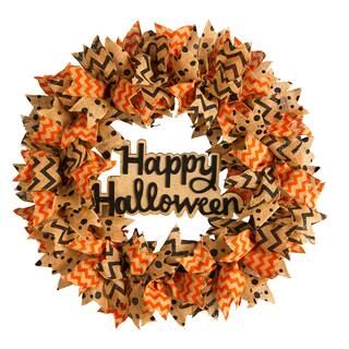 30" Halloween Burlap Ribbon Wreath | Michaels | Michaels Stores