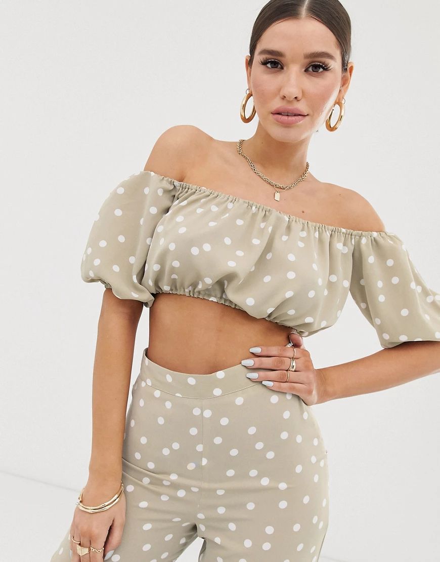 Public Desire X Lissy Roddy bralet with balloon sleeves co-ord-Green | ASOS (Global)