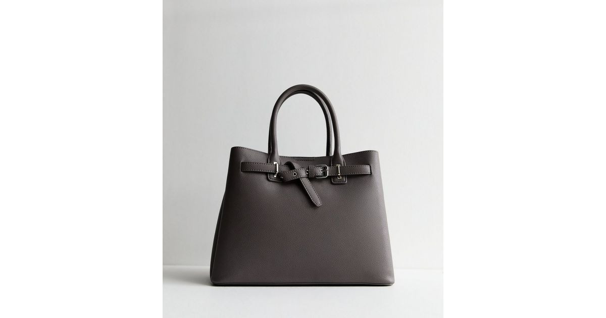 Grey Triple Compartment Buckle Tote Bag | New Look | New Look (UK)